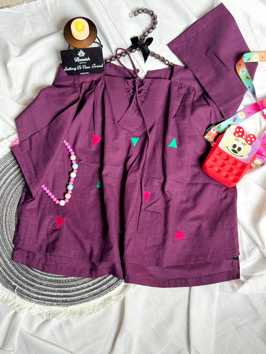 Plum embroidery top